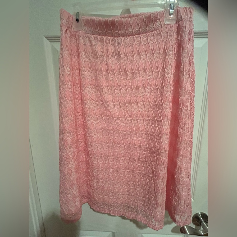 Ashley Blue pink lace skirt with full lining. Size L. Great condition.